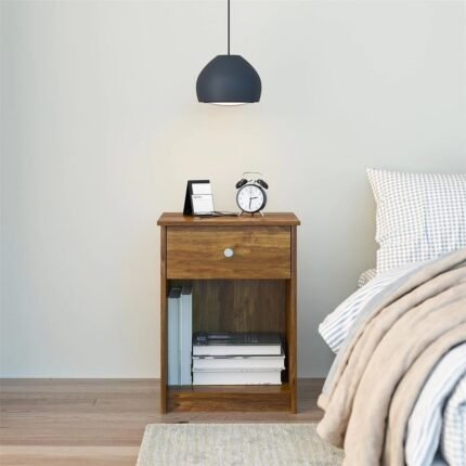 Wood Bedside Table with Drawer
