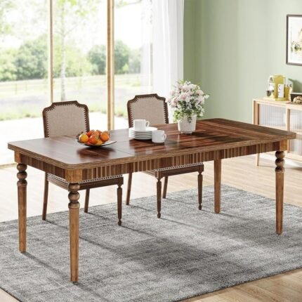Dining Table for 4-6 People with Solid Wood Turned Legs