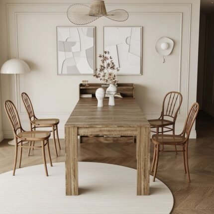 Modern Extendable Dining Table for 5 People - Brown