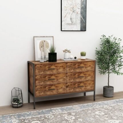 Solid Wood 6 Drawers Cabinet